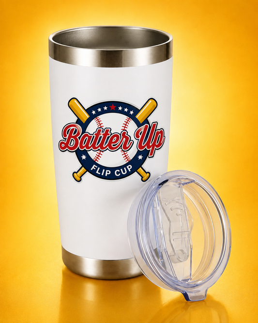 Batter Up 20oz White Tumbler with Lid